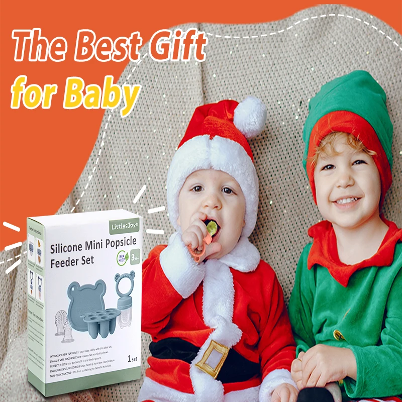 Baby Teething Relief Toy with Tray Replacement Pacifiers Breast Milk Ice Pop Molds Silicone Baby Fruit Feeder BPA-Free