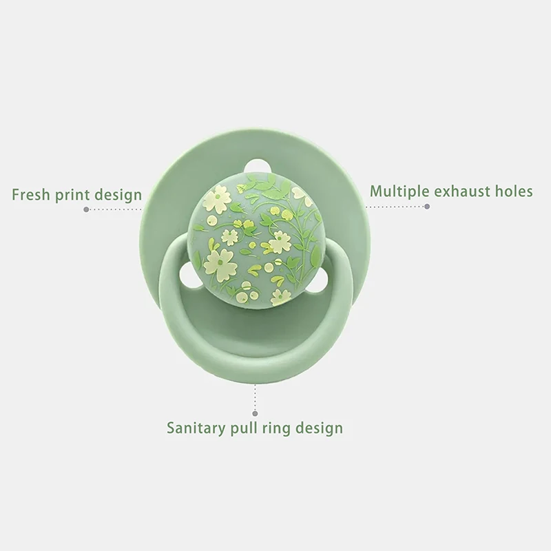 1PC 0-3 Year Old Imitation Breast Milk Macaron Color Printed Natural Latex Pacifier Small Flower Shape Dust Lid Gift For Babies