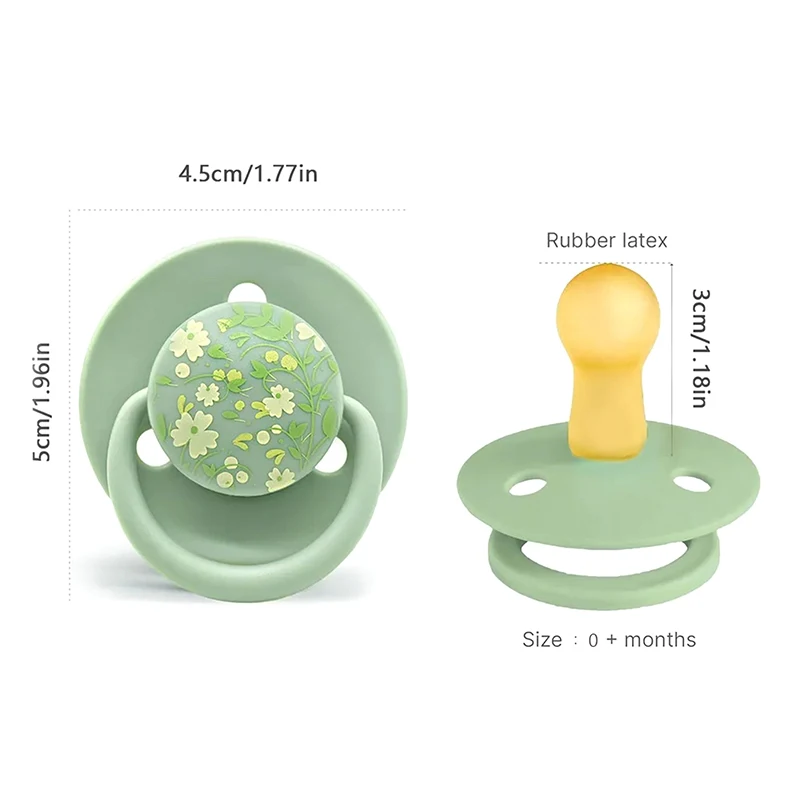 1PC 0-3 Year Old Imitation Breast Milk Macaron Color Printed Natural Latex Pacifier Small Flower Shape Dust Lid Gift For Babies