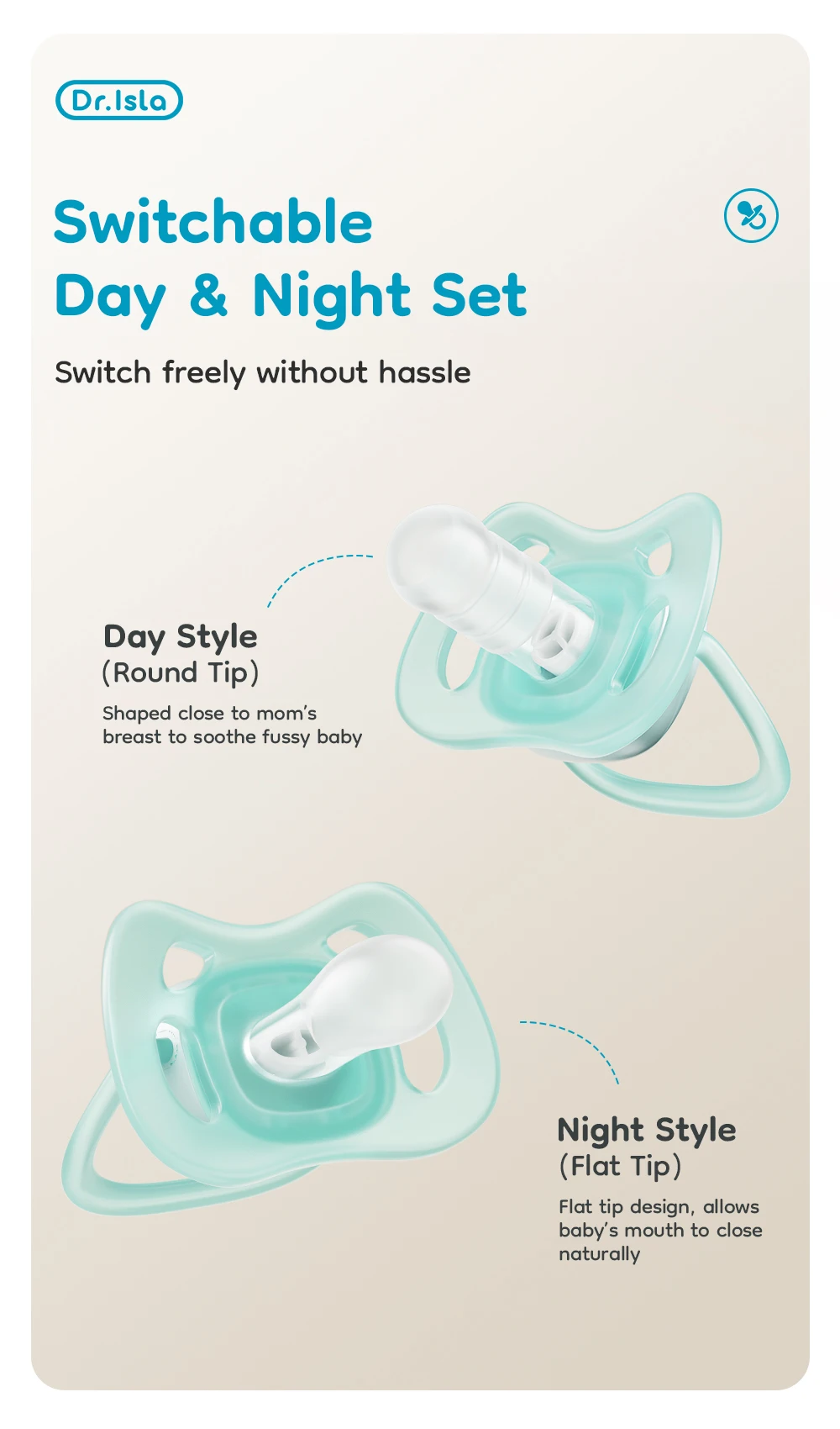 MAMIJOY Baby Pacifier Day & Night 2PCS Food Grade Silicone BPA-Free Glow in Dark with Storage Box for 6+ Month Newborn UA20