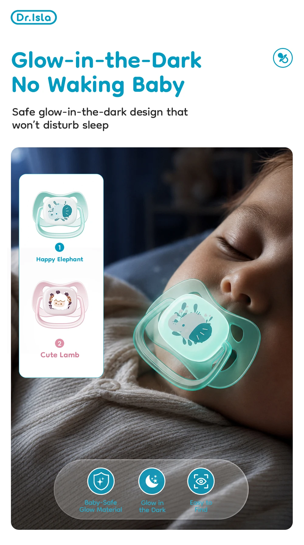 MAMIJOY Baby Pacifier Day & Night 2PCS Food Grade Silicone BPA-Free Glow in Dark with Storage Box for 6+ Month Newborn UA20