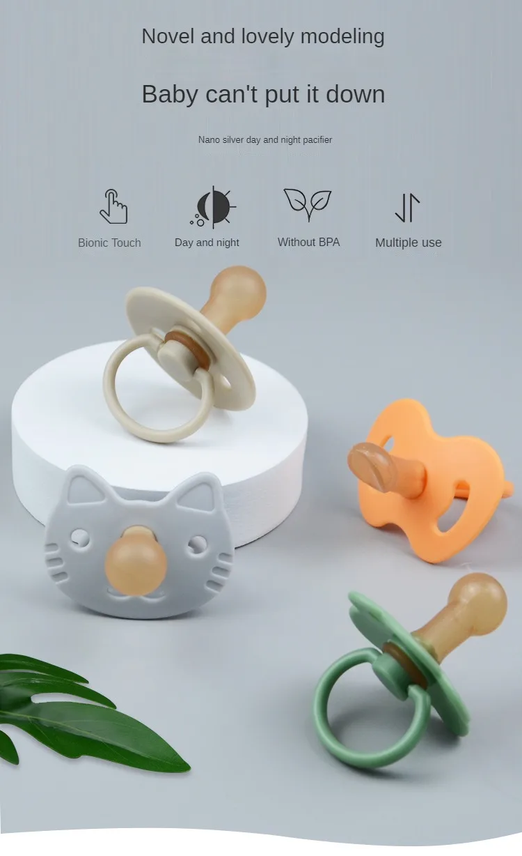 Baby Soothers Two-color Round Head Flat Head Day and Night Bites Food-grade Liquid Silicone Baby Pacifier
