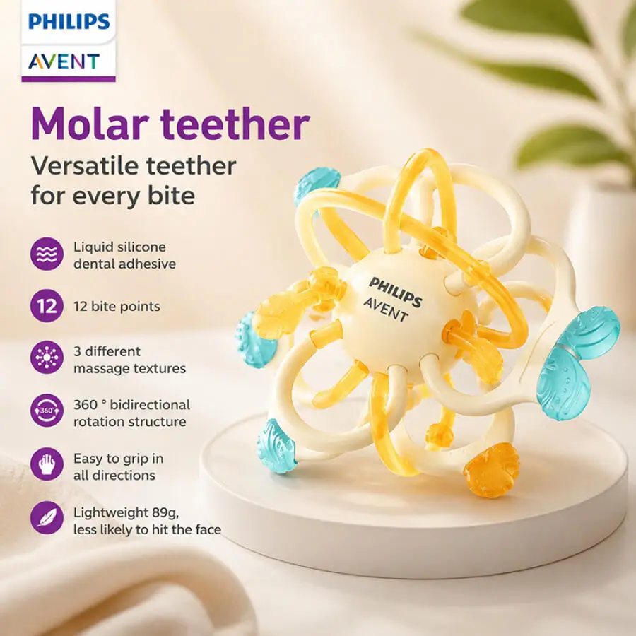 Avent Baby Teething Gel High-temperature Resistant Liquid Silicone Pacifier Spherical Bidirectional Rotating Molar Pacifier