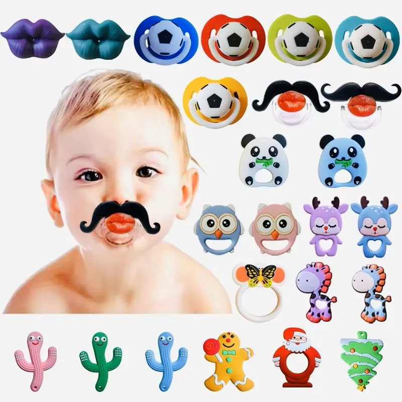 Funny Baby Pacifiers Soft Silicone Animals Plants Santa Baby Teether for Baby Infant Toddler Safe Materials BPA Free Latex Free