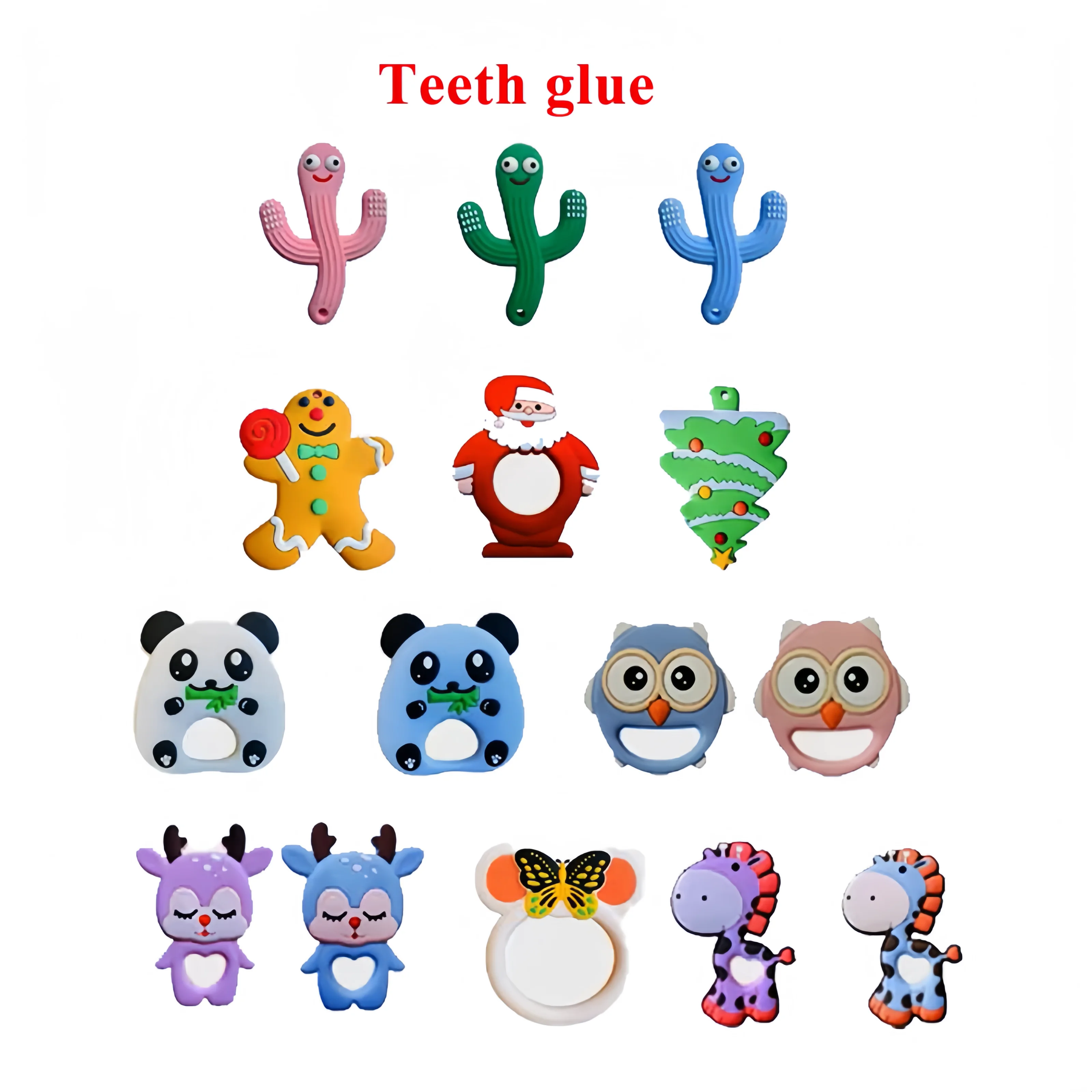 Funny Baby Pacifiers Soft Silicone Animals Plants Santa Baby Teether for Baby Infant Toddler Safe Materials BPA Free Latex Free