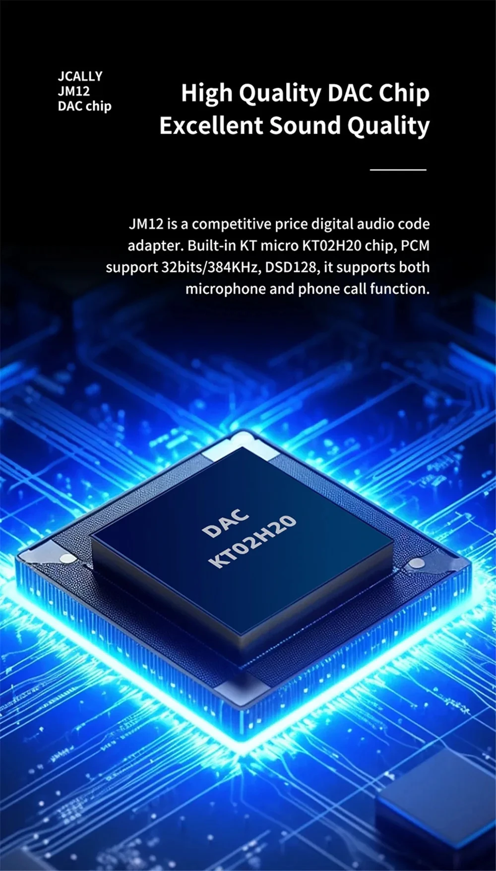 JCALLY JM12 Digital Audio Adapter Type-C to 3.5mm Converter HIFI Sound DAC Chip Headphone Amplifier for Phone PC Adapter Cable