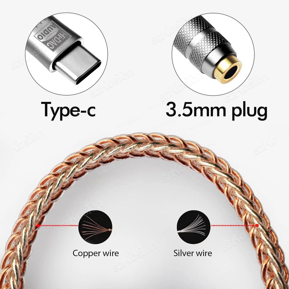 CX31993 HiFi USB Type C To 3.5mm Headphone Amplifier DAC Audio Decoder IEM AMP Mobile Phone Adapter Type-C Converter 32b/384kHz