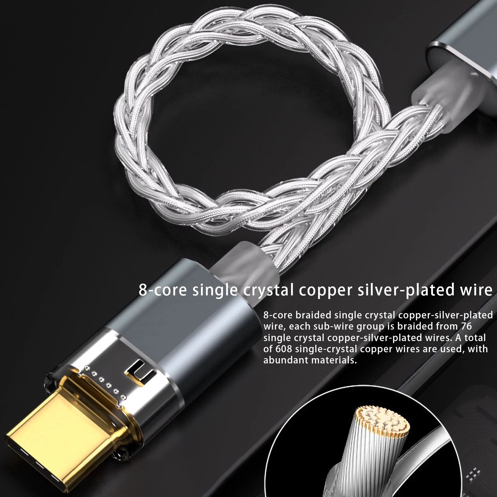 SIWRE OT1 USB-C To USB-C Audio Cable For Dongle DAC Portable Headphone Amp Silver-Plated Single Crystal Copper Type-c OTG Cables