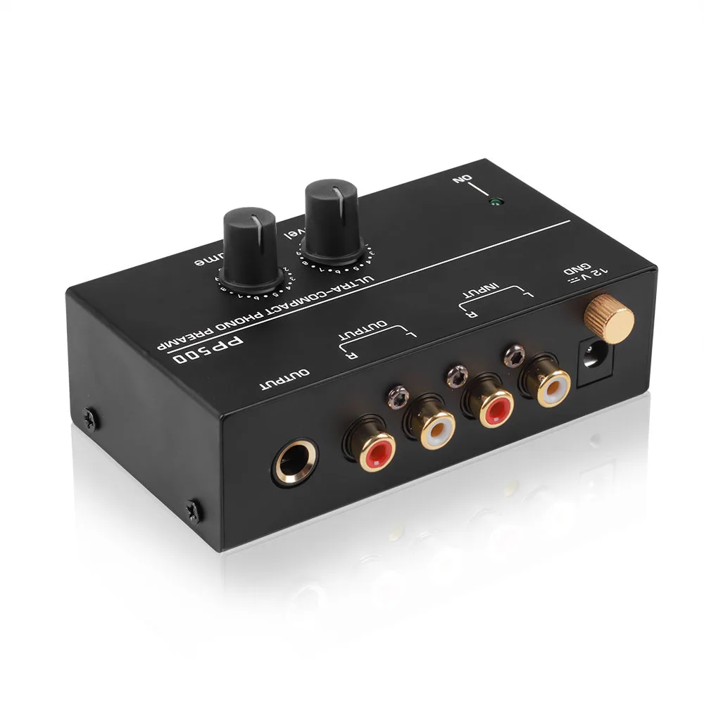 PP500 Phono Preamp Preamplifier Headphone Preamplifier Microphone Enlarge Mixer with Level Volume Control for Vinyl Turntable