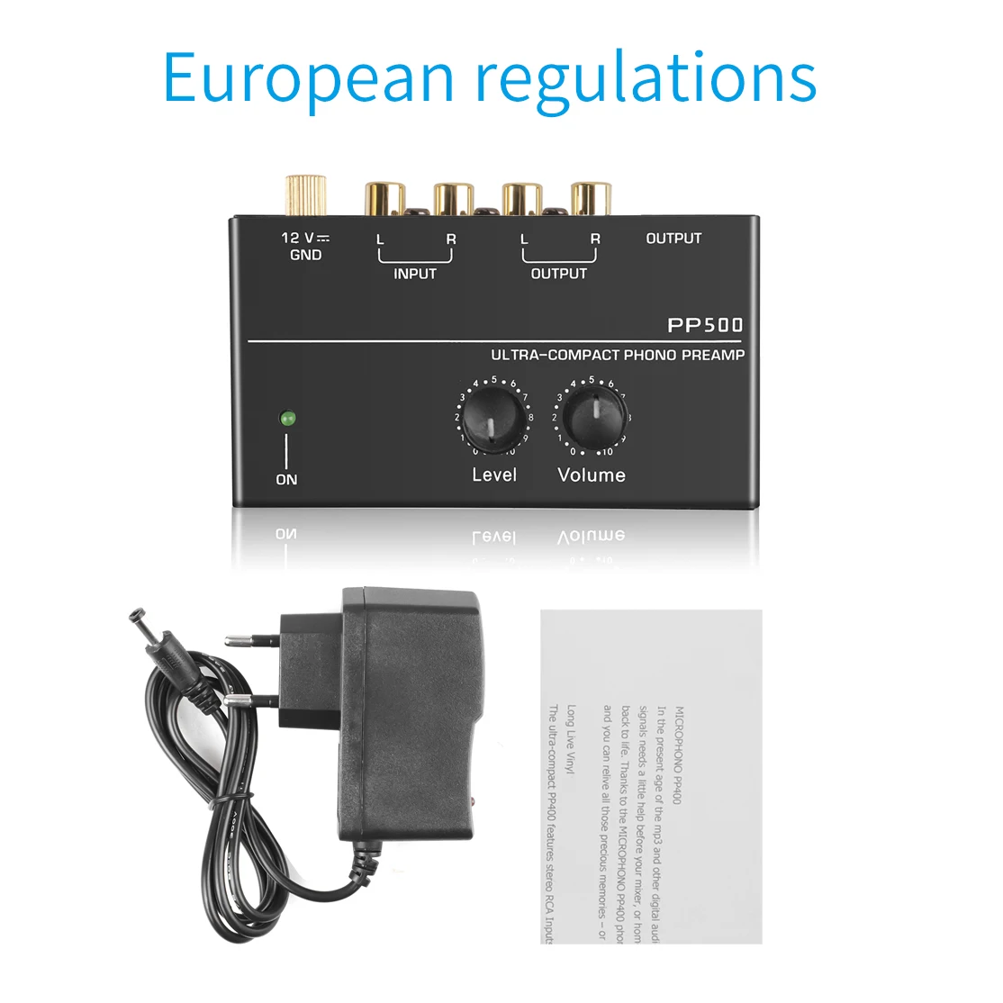 PP500 Phono Preamp Preamplifier Headphone Preamplifier Microphone Enlarge Mixer with Level Volume Control for Vinyl Turntable