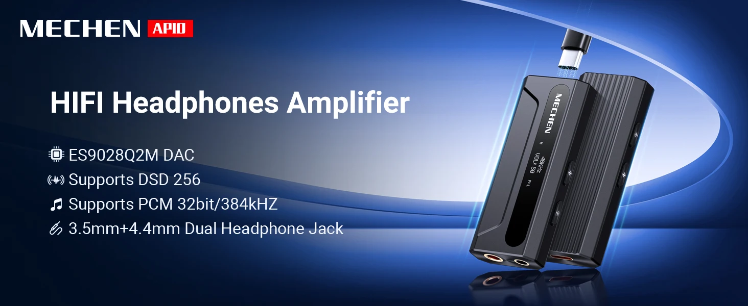 USB-C to AUX DAC Amp 3.5mm+4.4mm Hi-Res ES9028Q2M DSD256，For iPhone 15/16/17 Pro & Android
