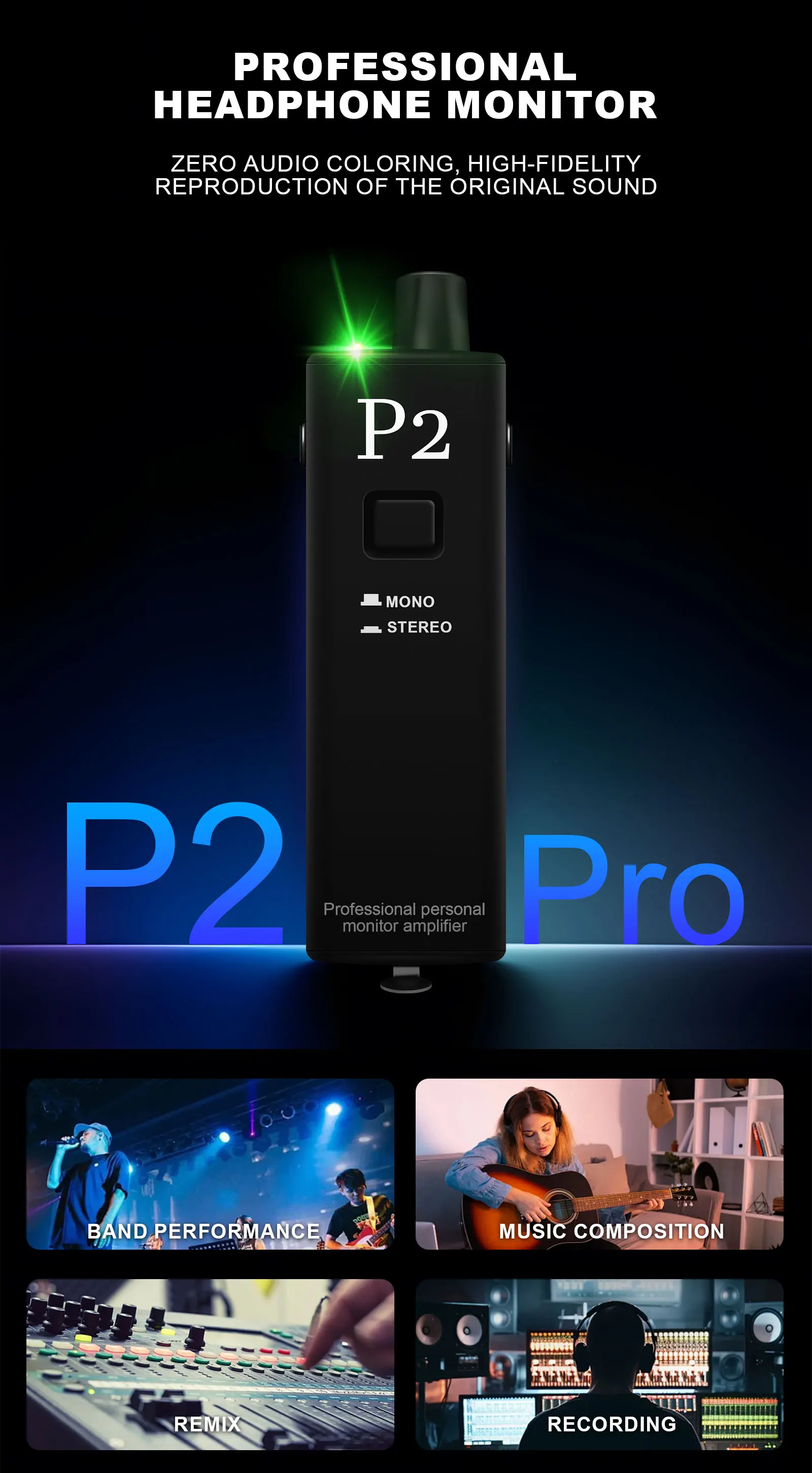 P2 Portable In-Ear Monitor Amplifier, Headphone Amp Na May XLR At TRS Input, 3.5mm Output