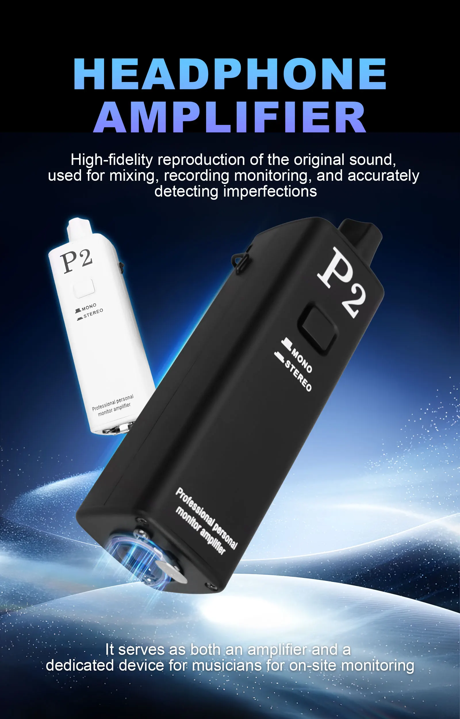 P2 Portable In-Ear Monitor Amplifier, Headphone Amp Na May XLR At TRS Input, 3.5mm Output