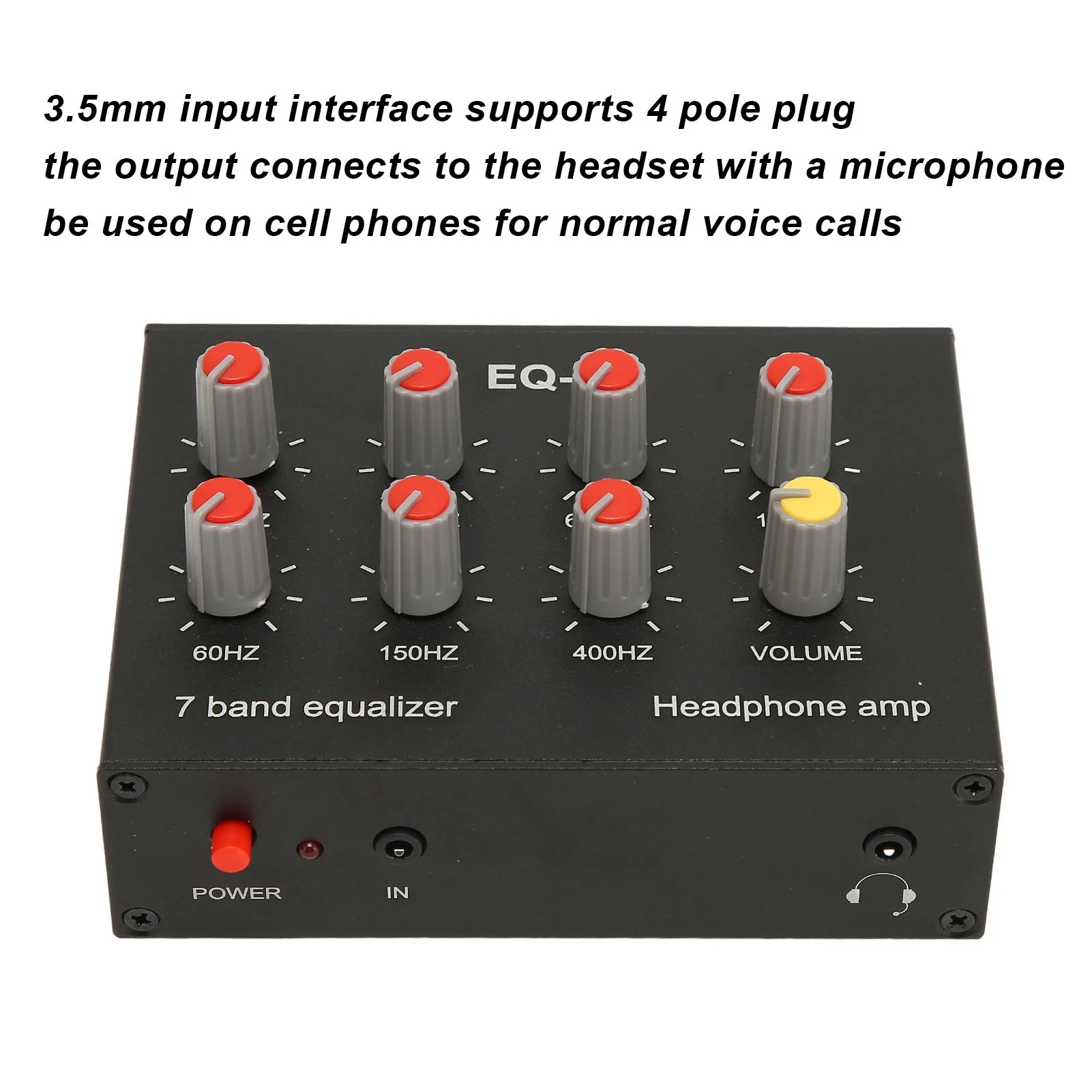 7 Band Sound Equalizer RCA Output Input 12dB High Bass Adjustment Dual Channel Digital Equalizer