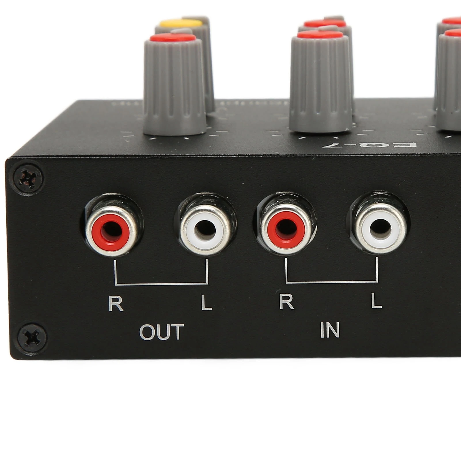 7 Band Sound Equalizer RCA Output Input 12dB High Bass Adjustment Dual Channel Digital Equalizer