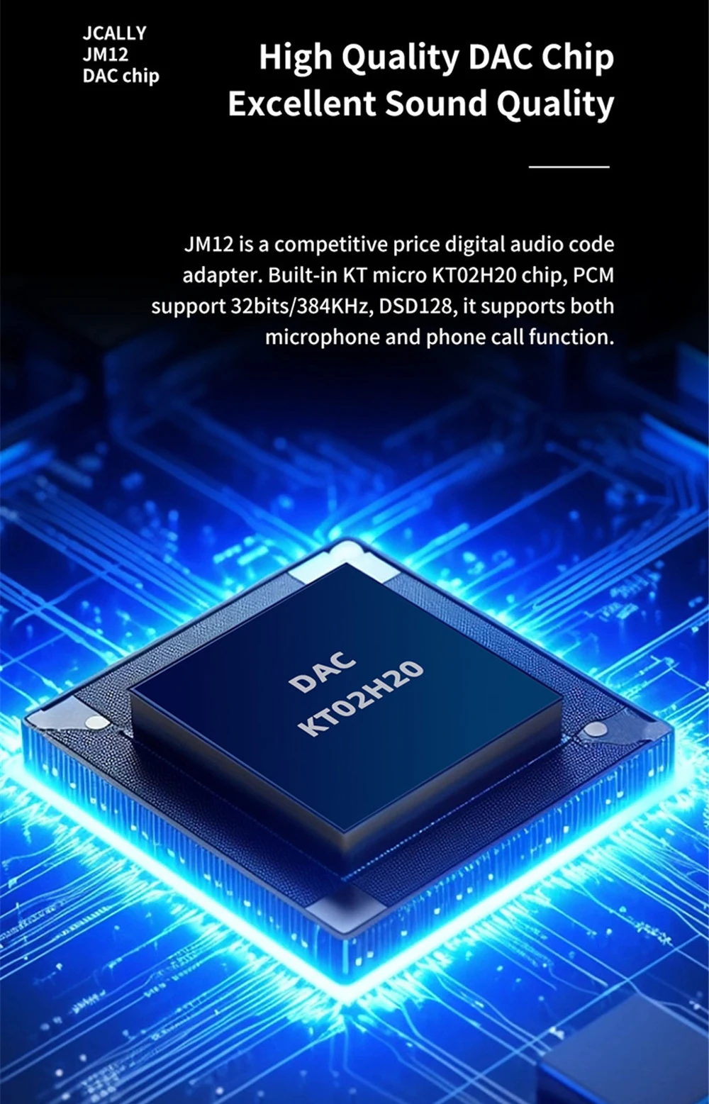 JCALLY JM12 Digital Audio Adapter Type-C to 3.5mm HIFI Sound DAC Decoder Headphone Amplifier for Phone PC Audio Cable
