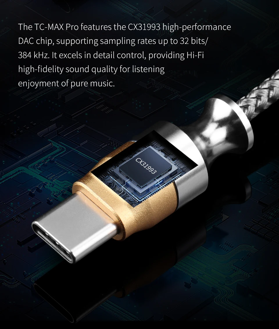 QKZ TC MAX Pro USB Type C to 3.5mm Conversion Interface headphone Amplifier Audio Decoder Earbuds Mobile Phone Adapter HiFi DAC