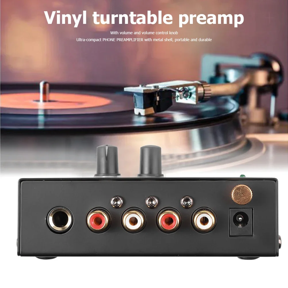 KEBIDUMEI PP500 Ultra-Compact Phono Preamp With Bass Treble Balance Volume Adjustment Turntable Preamplifier US EU Plug