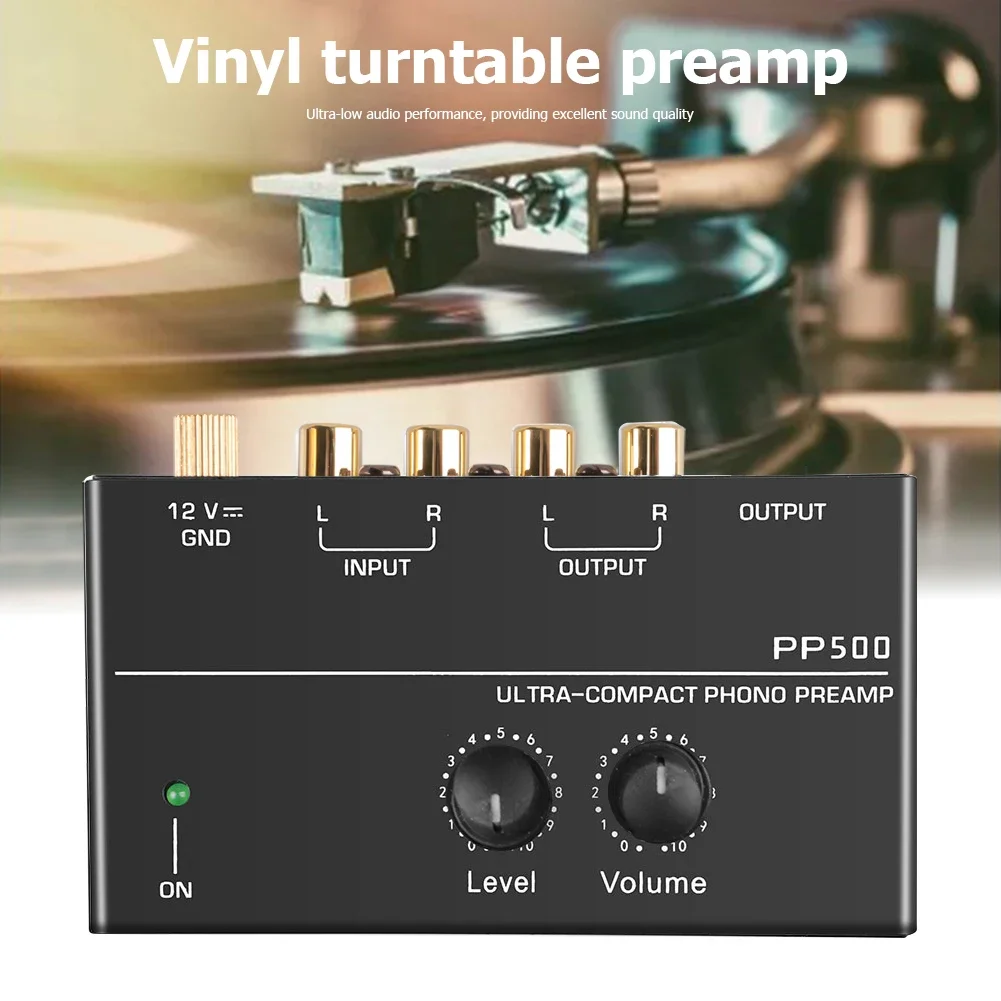 KEBIDUMEI PP500 Ultra-Compact Phono Preamp With Bass Treble Balance Volume Adjustment Turntable Preamplifier US EU Plug