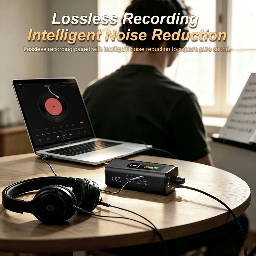 EM1 Professional Headphone Amplifier with 48V Phantom Power, OTG Connection, TFT Display, Channel Switching, and Low-Noise M