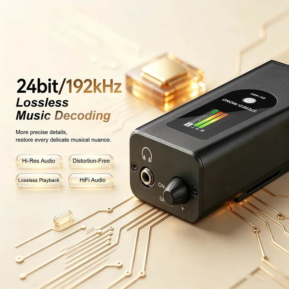EM1 Professional Headphone Amplifier with 48V Phantom Power, OTG Connection, TFT Display, Channel Switching, and Low-Noise M
