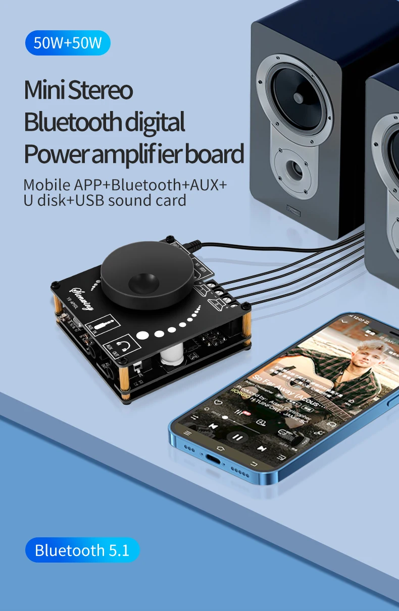 DIY Audio Modification Module 50W*2 Mini Digital Stereo Amplifier  Speaker Power Amplifier Board Module Bluetooth 5.0 YS-AP50L