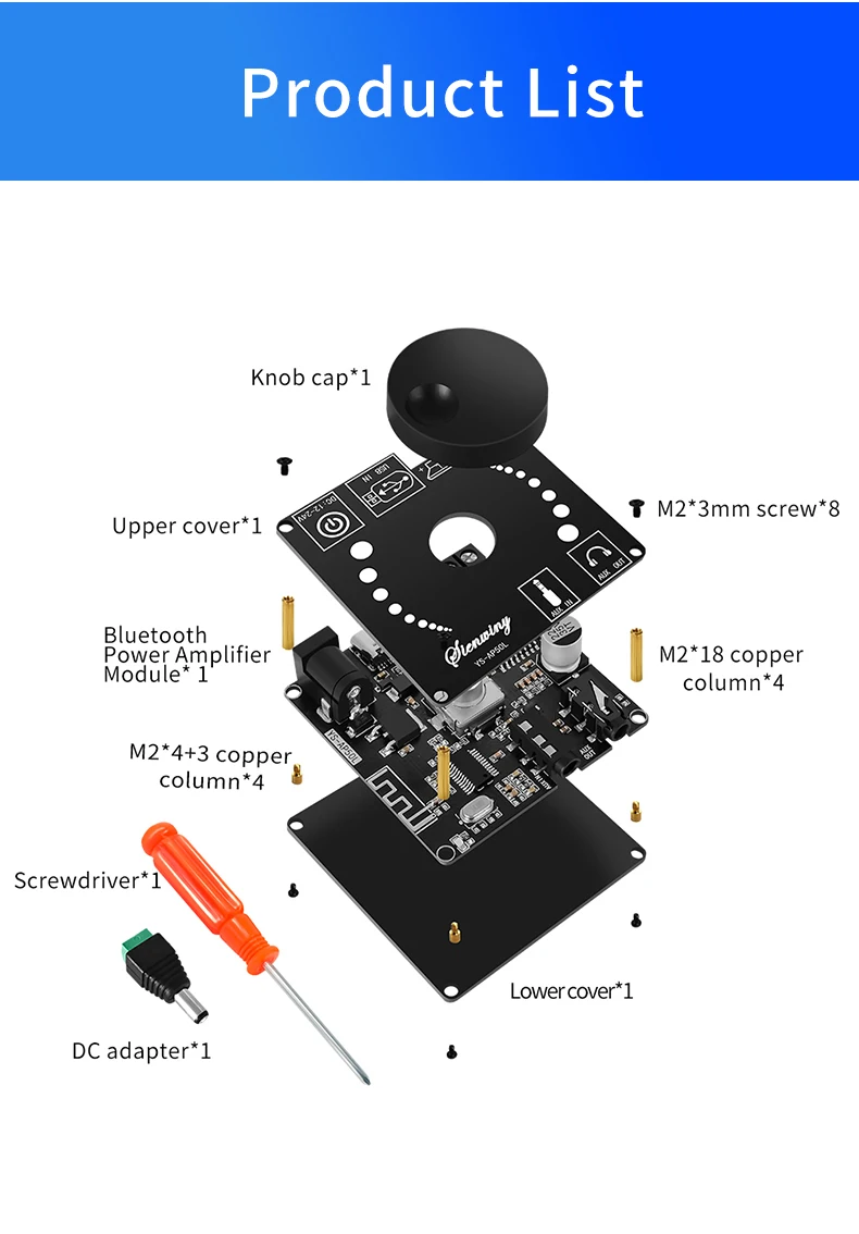DIY Audio Modification Module 50W*2 Mini Digital Stereo Amplifier  Speaker Power Amplifier Board Module Bluetooth 5.0 YS-AP50L