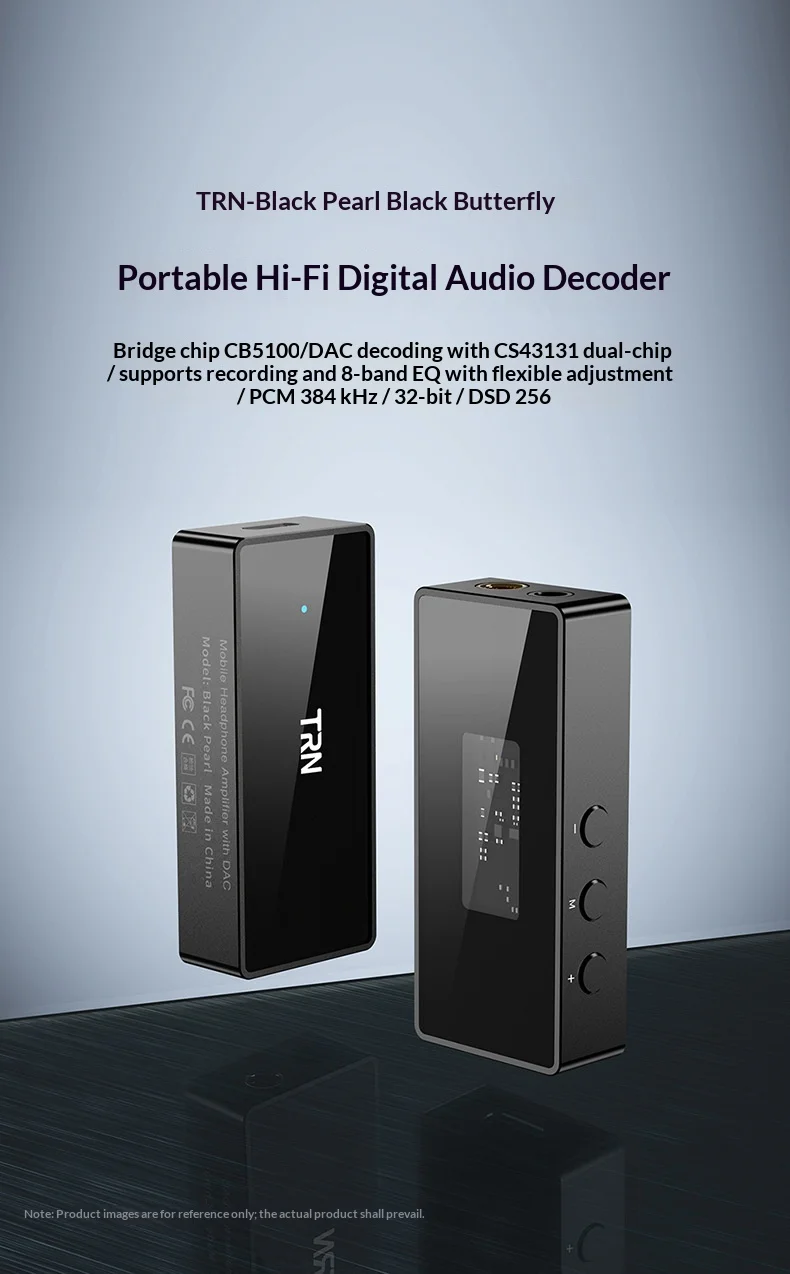 TRN Black Pearl Portable Hifi Digital Audio Dac Headphone Amplifier Adapter For Mobile Phone