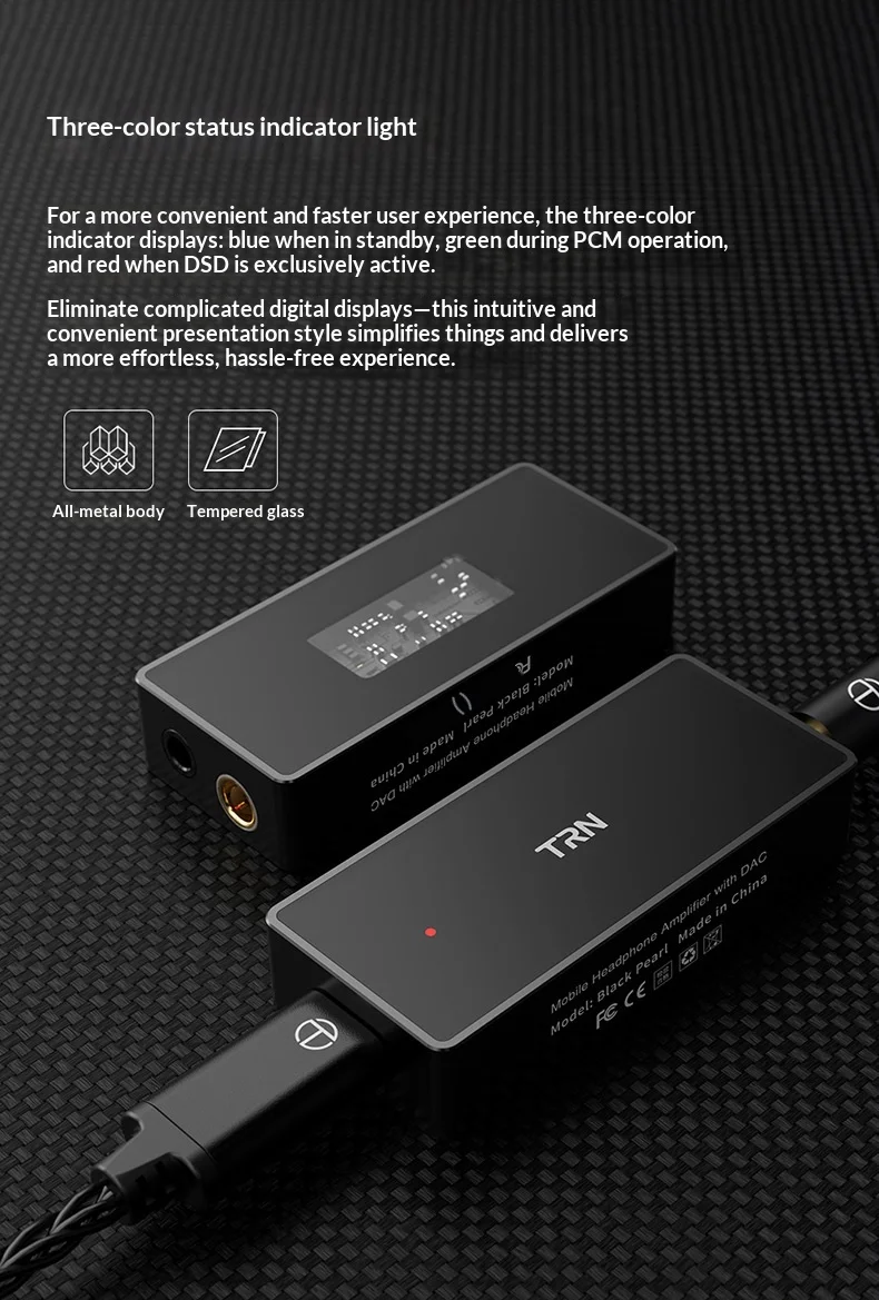 TRN Black Pearl Portable Hifi Digital Audio Dac Headphone Amplifier Adapter For Mobile Phone