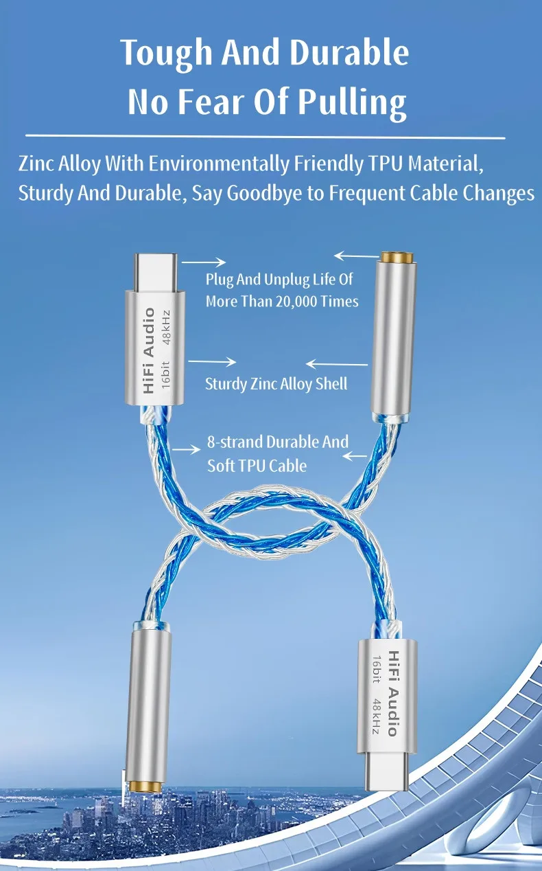 Type C to 3.5mm Jack USB Cable HiFi Audio Amp Headphone Adapter HD Mic for iPhone16/15 Samsung Xiaomi Huawei Earphones Converter
