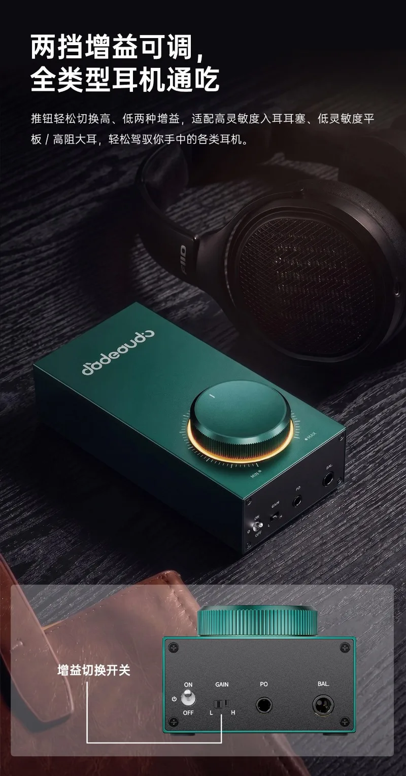 GIGAS 1 Compact Desktop Headphone Amp, Metal Chassis High Power Class AB Amp, Dual Input & Dual Output for Desktop HiFi Playback