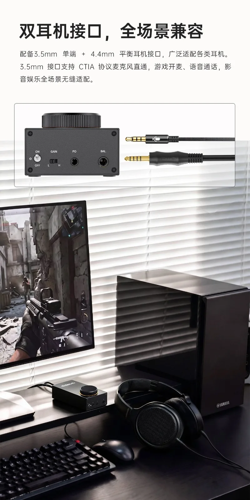 GIGAS 1 Compact Desktop Headphone Amp, Metal Chassis High Power Class AB Amp, Dual Input & Dual Output for Desktop HiFi Playback