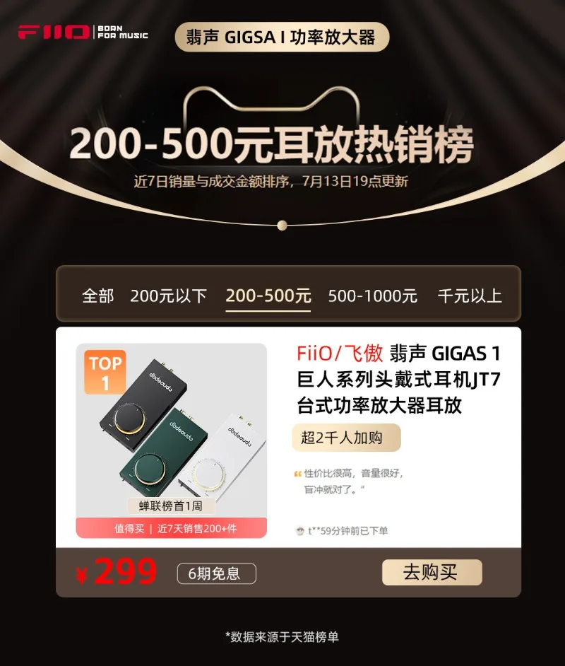 GIGAS 1 Compact Desktop Headphone Amp, Metal Chassis High Power Class AB Amp, Dual Input & Dual Output for Desktop HiFi Playback