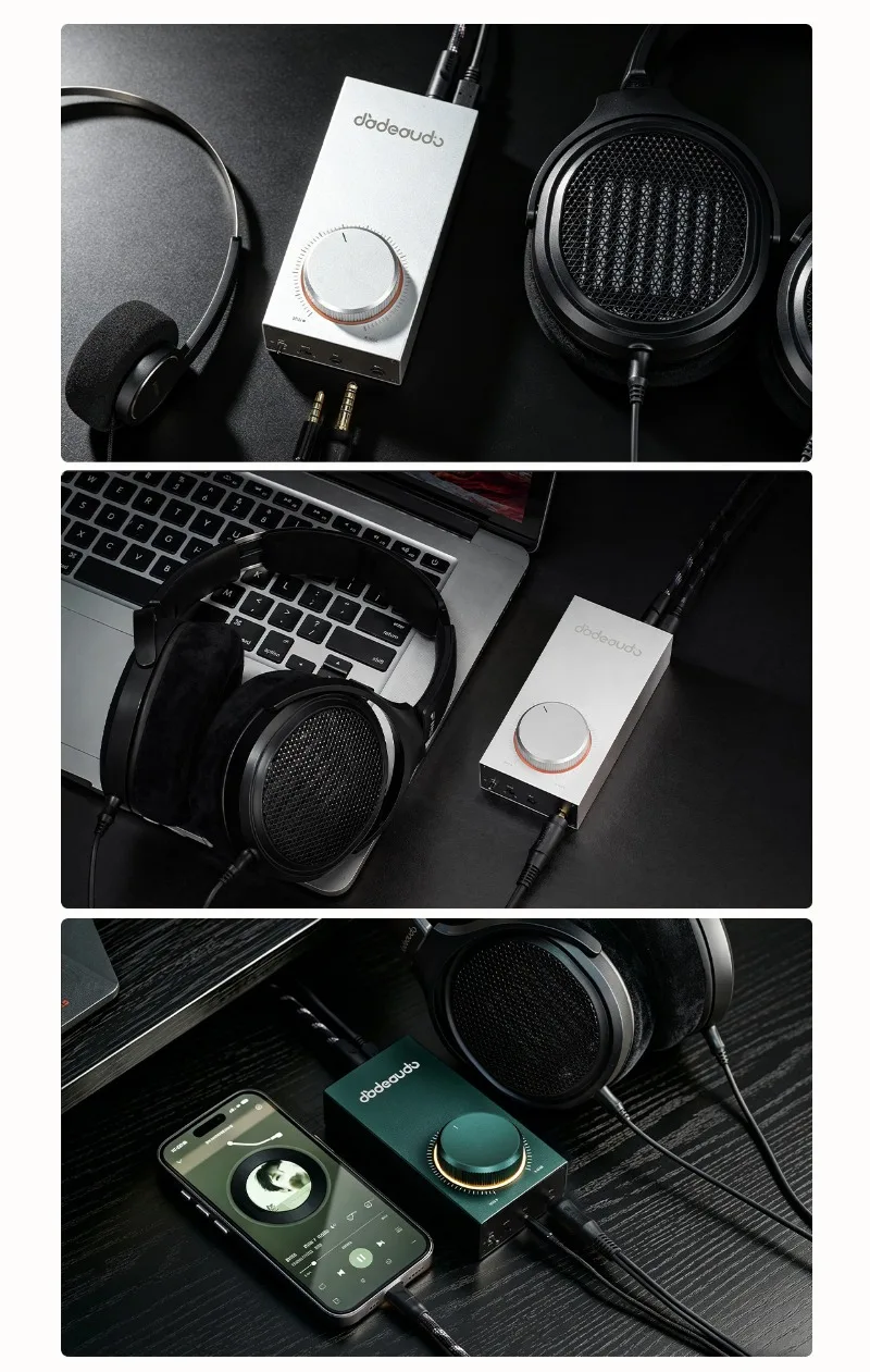 GIGAS 1 Compact Desktop Headphone Amp, Metal Chassis High Power Class AB Amp, Dual Input & Dual Output for Desktop HiFi Playback