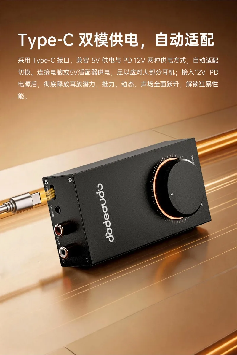 GIGAS 1 Compact Desktop Headphone Amp, Metal Chassis High Power Class AB Amp, Dual Input & Dual Output for Desktop HiFi Playback