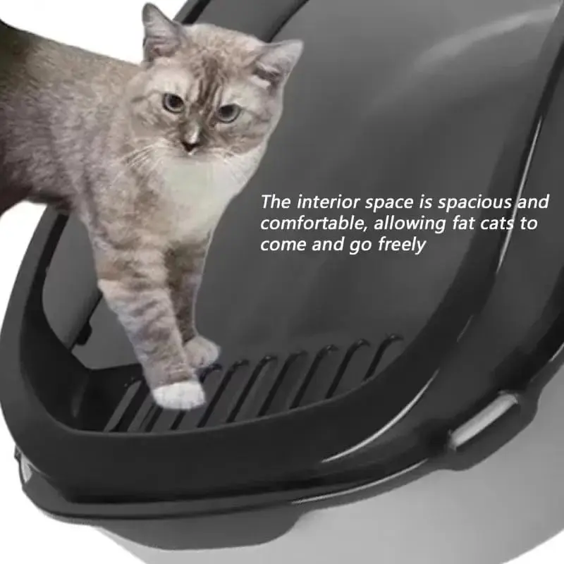 P Semi-Enclosed Cat Litter Box Splashproof Kitten Toilet Tray Pet Cleaning Basin with High Sides for Indoor Use