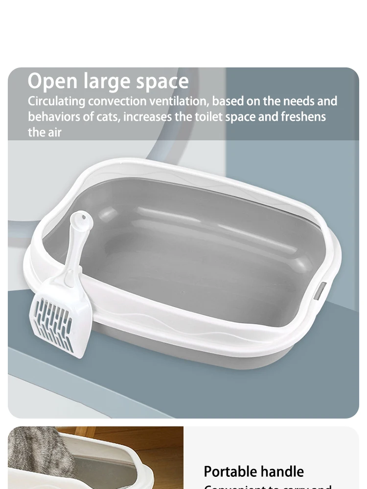 Semi-enclosed Litter Box Spatter-proof Cat Toilet Large Kitten Cleaning Supplies Large Cat Poop Bowl Pet Bupplies
