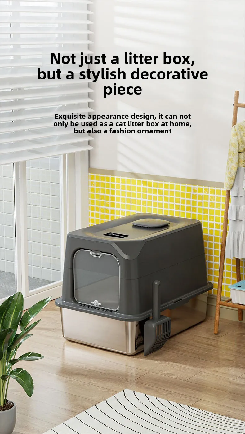 Automatic Self Cleaning Cat Litter Box Large Covered Deodorizing Cat Toilet Quiet Auto Scoop Easy Clean Cat Sandbox Cat Box