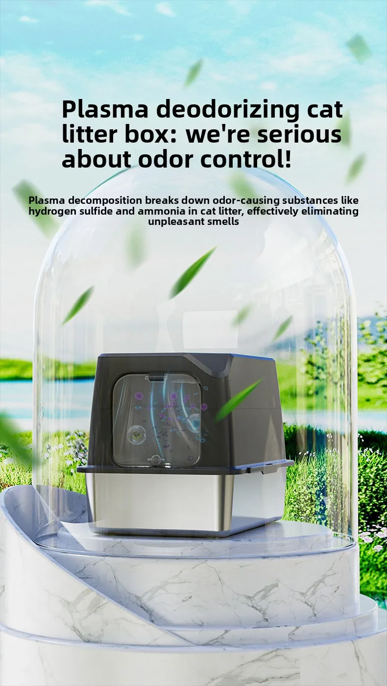 Automatic Self Cleaning Cat Litter Box Large Covered Deodorizing Cat Toilet Quiet Auto Scoop Easy Clean Cat Sandbox Cat Box