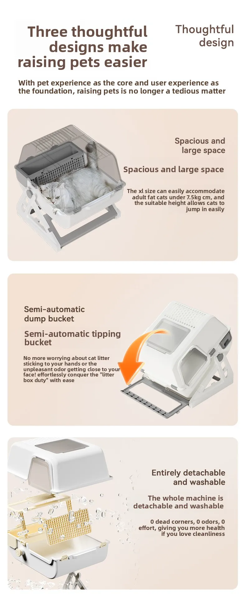 Household Semi-automatic Cat Litter Box Closed Oversized Anti-splash Toilet Free of Shoveling Feces Special Pet Toilet