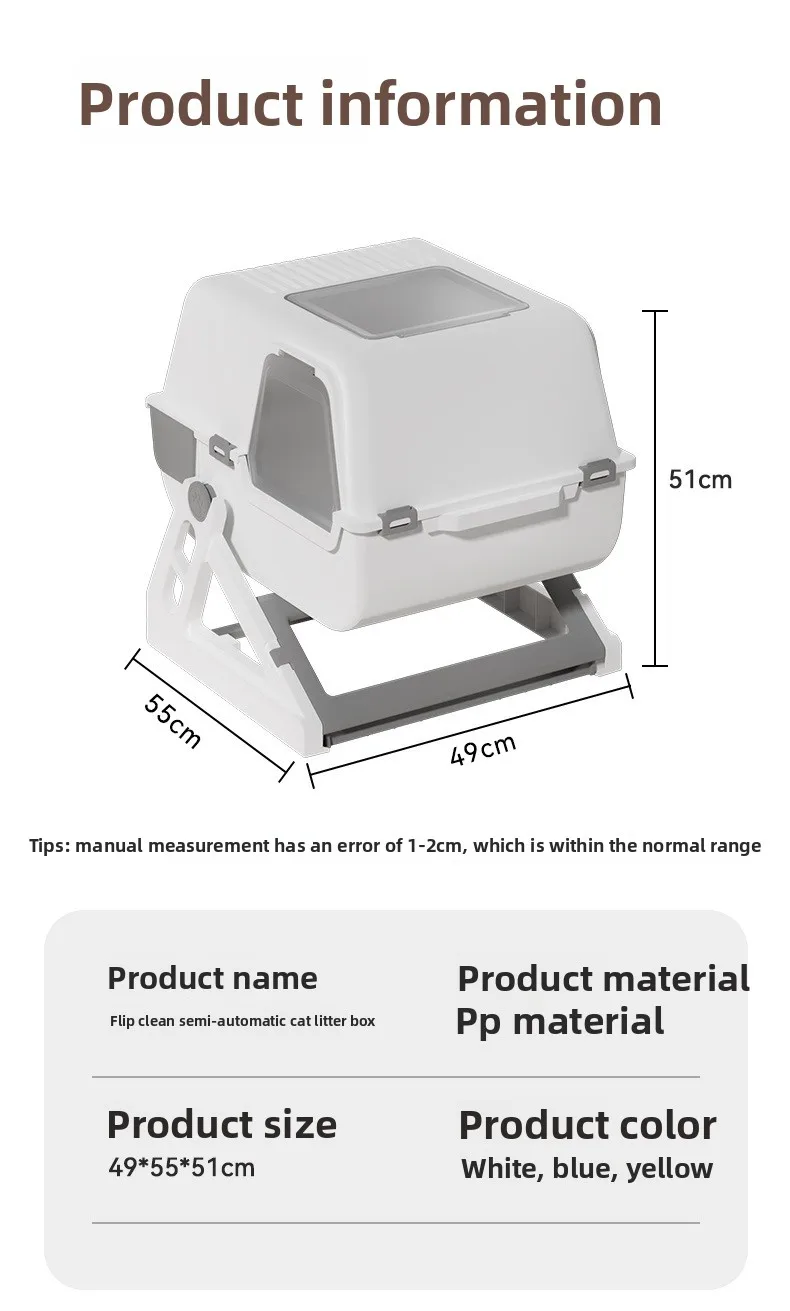 Household Semi-automatic Cat Litter Box Closed Oversized Anti-splash Toilet Free of Shoveling Feces Special Pet Toilet