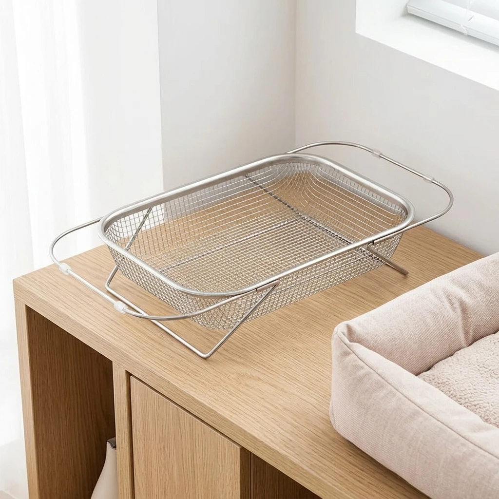 Cat Litter Box Filter Rack 201 Stainless Steel Litter Scooper Cat Bedpans Sifting Sand Cats Litter Tray Pet Supplies