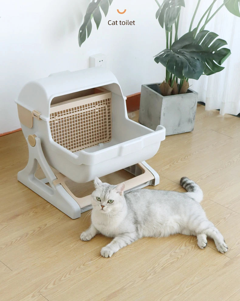 Cat Litter Box Sandbox Tray Filler For Cats Toilet Self-Cleaning Dustbin With Absorbent Crystal Garbage Sanitation