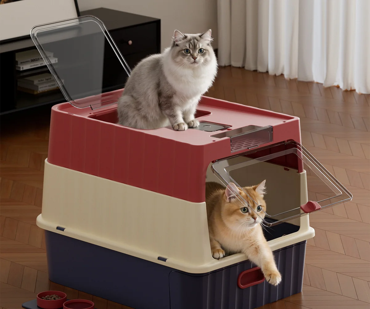Extra Large Enclosed Cat Litter Box With UV Sterilization Drawer Type Anti Splash Odor Control Spacious For Fat Cats Easy Clean