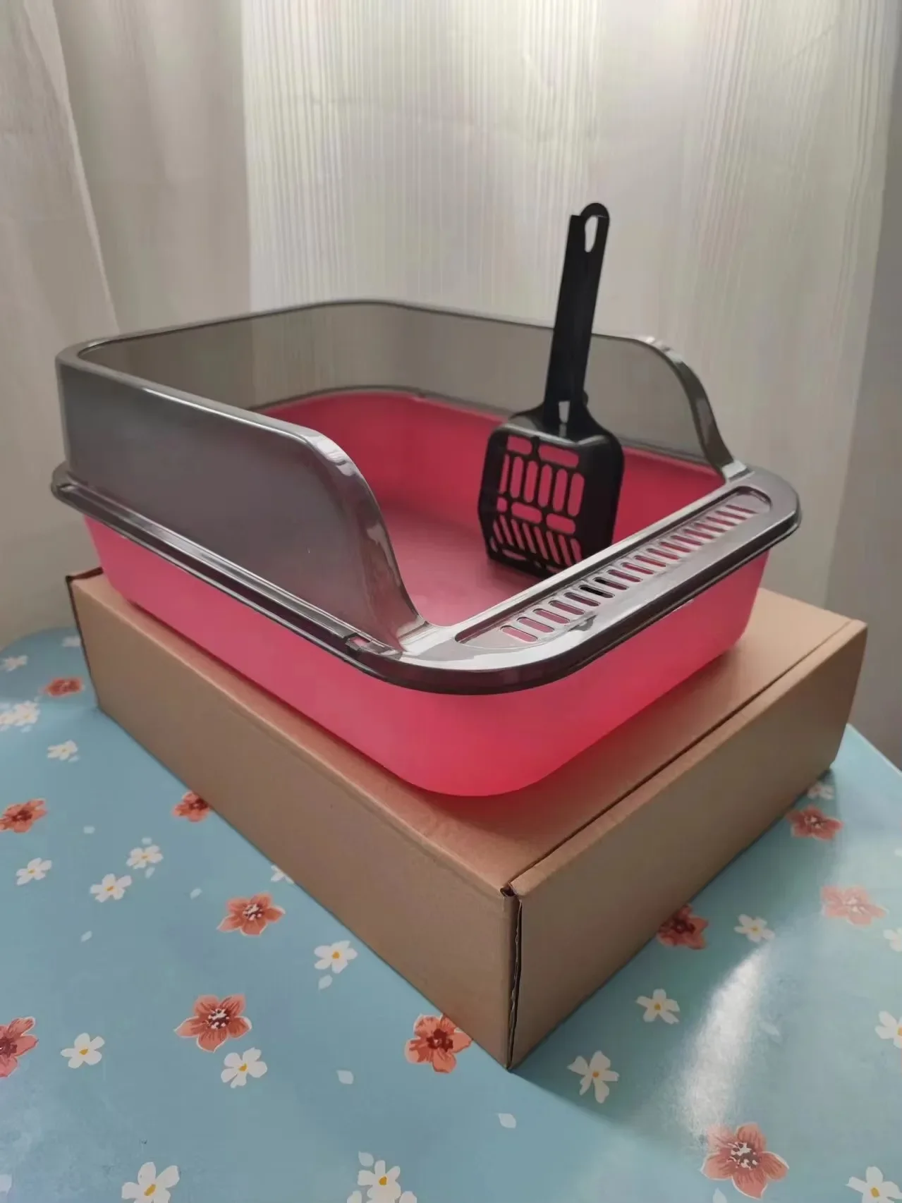Open Top Cat Litter Box Bedpan Splashproof with High Side Kitten Litter Pan Kitten Toilet for Small Pets Rabbit Indoor Cats Pet
