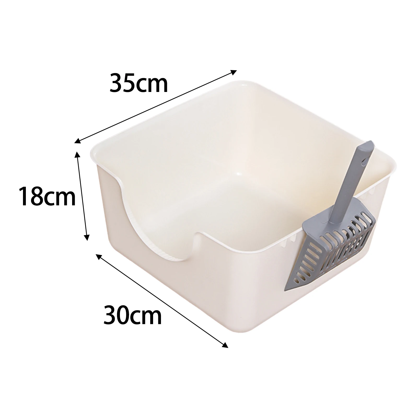 Open Top Pet Litter Tray Anti Splashing Cat Bedpan Cat Litter Box with High Side Kitty Litter Pan for Kitten Small Medium Cats