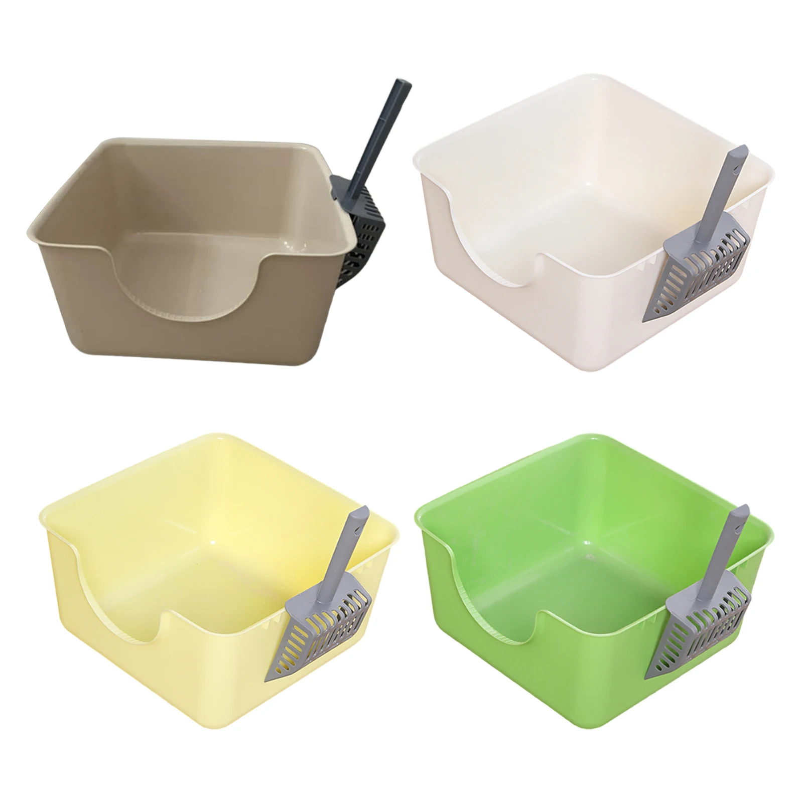 Open Top Pet Litter Tray Anti Splashing Cat Bedpan Cat Litter Box with High Side Kitty Litter Pan for Kitten Small Medium Cats