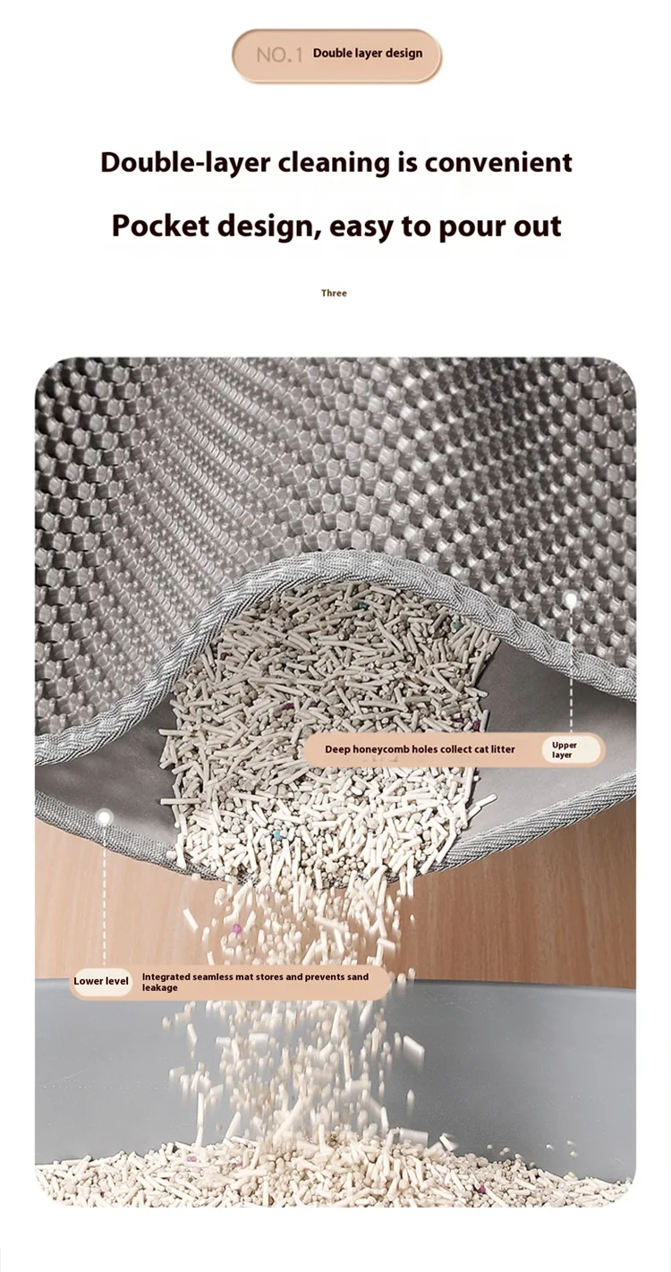Cat Litter Mat Waterproof Anti-slip Double Layer Extra Large Reusable Washable Anti-dirty Floor Mat For Pet Cat Litter Box