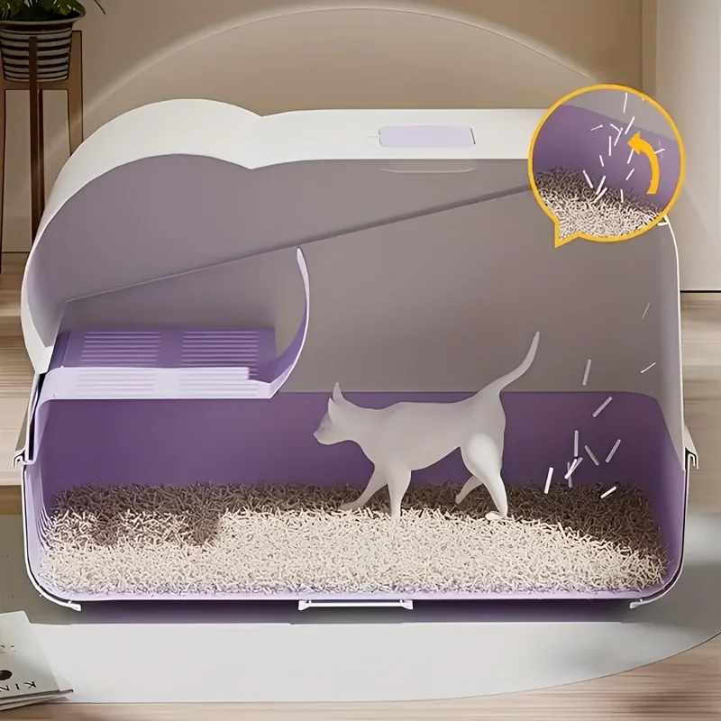Cat Litter Box with Corridor & Drawer Design | Fully Enclosed Odor Control & Anti-Tracking Toilet | Easy-Clean Kitty Litter Pan
