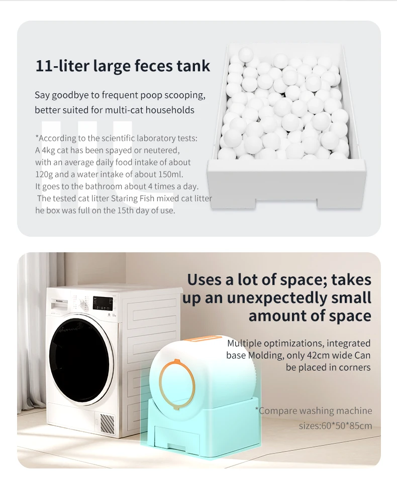 Smart Cat Litter Box Self Cleaning Automatic Cat Toilet 64L APP Control Remove Odor Deodorization Anti-sticking Pet Cat Bedpan
